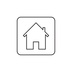 home or house button icon outline on transparent background