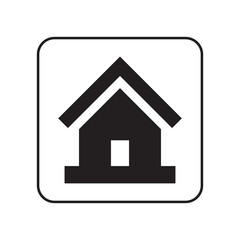 home or house button icon outline on transparent background