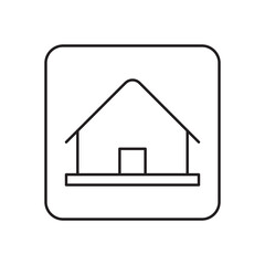 home or house button icon outline on transparent background