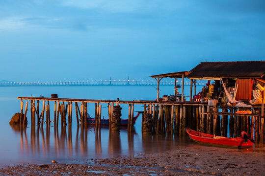 Clan jetty in Penang. Penang heritage culture. Unesco World Heritage Site in Malaysia.