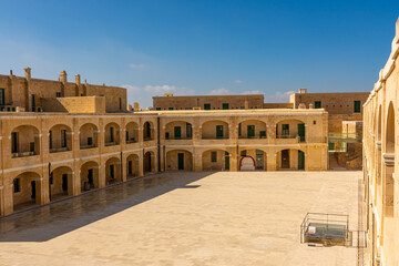 Panorama of Fort Saint Elmo in Valetta, Malta, a star fort