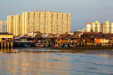 Clan jetty in Penang. Penang heritage culture. Unesco World Heritage Site in Malaysia.