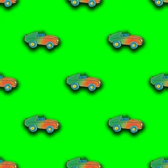 Selbstklebende Fototapete Autorennen Seamless pattern with the image of a painted car. A template for superimposing something on top of something. Square image.