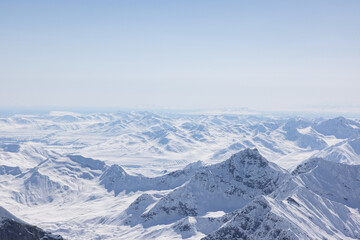 Mountain range view from airplane over Denali National Park