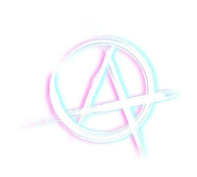 anarchy logo with blurred shadow (blue, pink) - on transparent