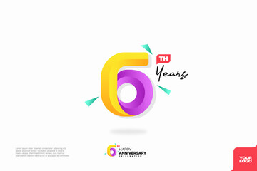 Number 6 logo icon design, 6th birthday logo number, anniversary 6