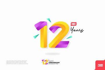 Number 12 logo icon design, 12nd birthday logo number, anniversary 12