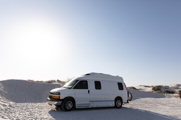 White Campervan in White Sands National Park