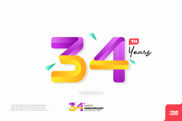 Number 34 logo icon design, 34th birthday logo number, anniversary 34