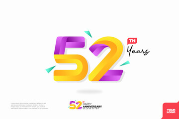 Number 52 logo icon design, 52nd birthday logo number, anniversary 52