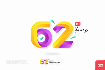 Number 62 logo icon design, 62nd birthday logo number, anniversary 62