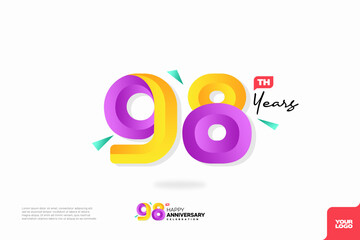 Number 98 logo icon design, 98th birthday logo number, anniversary 98
