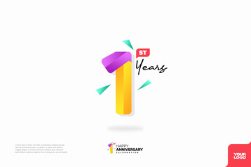 Number 1 logo icon design, 1st birthday logo number, anniversary 1