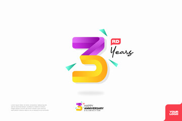 Number 3 logo icon design, 3rd birthday logo number, anniversary 3