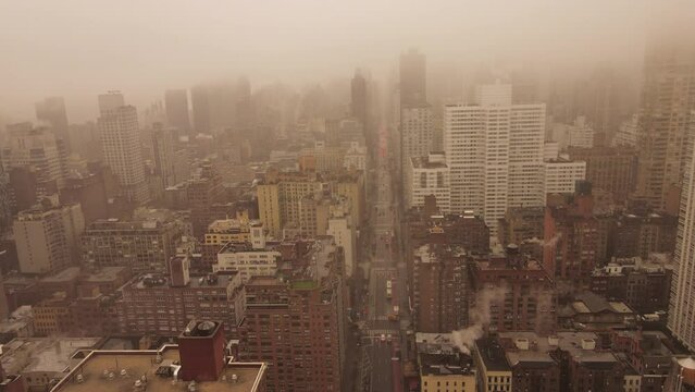 Mahnattan drone shot warm filter