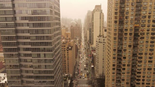 Manhattan drone shot warm filter