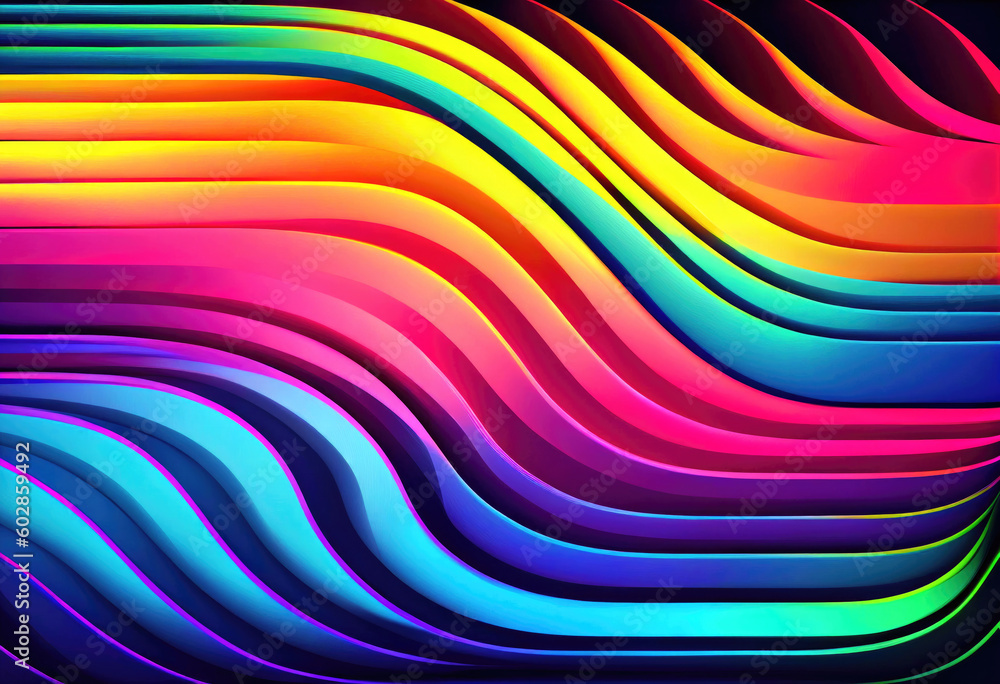 Aufkleber abstract background with colorful luminous paper cut shapes, ai generation