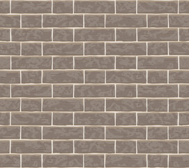 Brick wall seamless pattern background. Gray, light cartoon brick wall vector texture pattern illustration. Horizontal old seamless grey brick texture background.