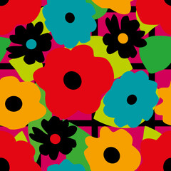 Contrast colors. Flowers. Fashionable seamless vector pattern for design and decoration.