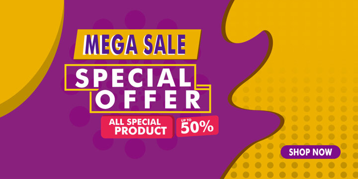 Mega sale discount banner template promotion