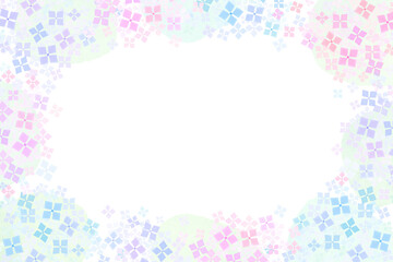 ピンクと水色のあじさいのフレーム背景