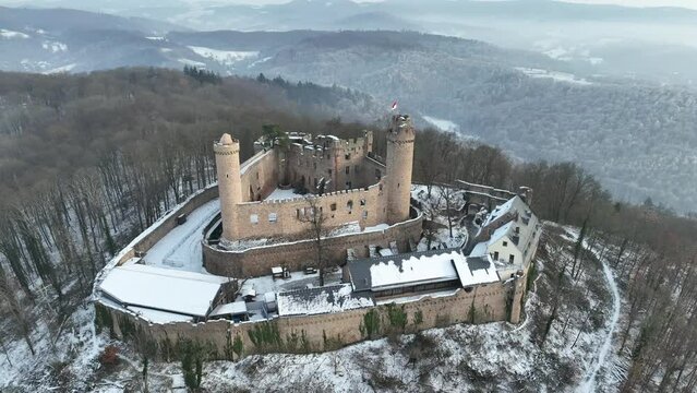 Aerial view, Auerbach Castle, Bergstrasse, Bensheim, Hesse, Germany