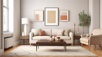 Fototapeta na wymiar Generative AI, Simplicity in Style: A Minimalist Living Room Design
