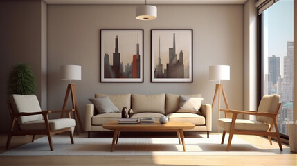 Fototapeta na wymiar Generative AI, Simplicity in Style: A Minimalist Living Room Design