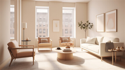 Fototapeta premium Generative AI, Simplicity in Style: A Minimalist Living Room Design