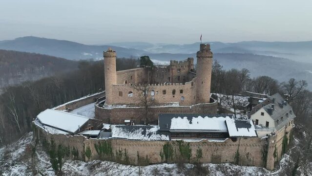 Aerial view, Auerbach Castle, Bergstrasse, Bensheim, Hesse, Germany