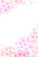 Fototapeta na wymiar ピンクのアジサイの花の縦のフレーム背景