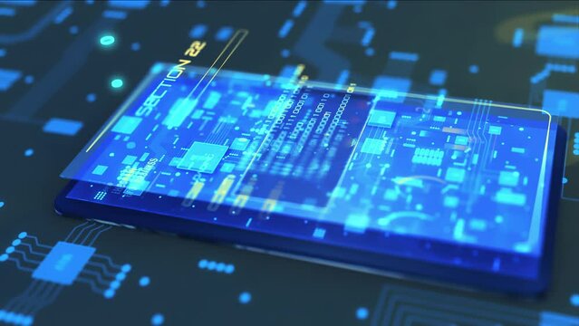 Future development of technology with artificial intelligence 3D video animation background