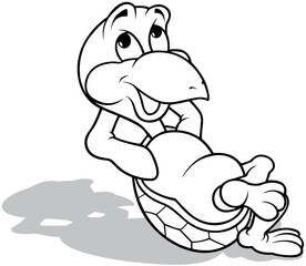 Drawing of a Satisfied Turtle Lying on its Back