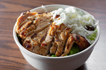 A view of a chicken salad bowl.