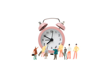 Concept of time management with alarm clock, isolated on white background