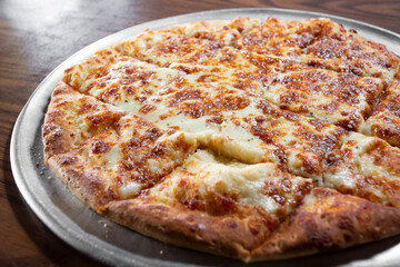 A view of cheesy garlic bread. 