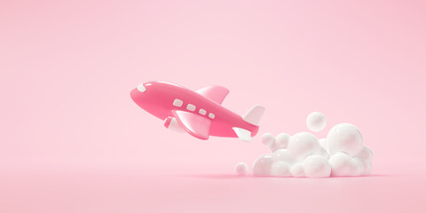 Travel concept 3d illustration, Aeroplane takeoff