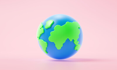 3d Planet Earth world map, earth globe, Environment Day concept. 3d render illustration.
