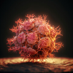Exploring the Intricacies of Cellular Life A Mesmerizing 3D Illustration Showcasing the Microscopic World of Cancer Cells AI generated