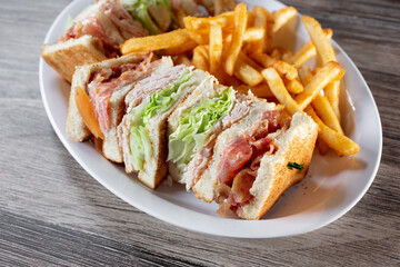 A view of a club house sandwich.