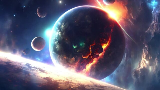 Beautiful planet in space - stars - galaxy - cosmos - Concept Art