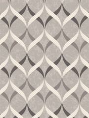 Interlocking grunge background pattern with curly motifs