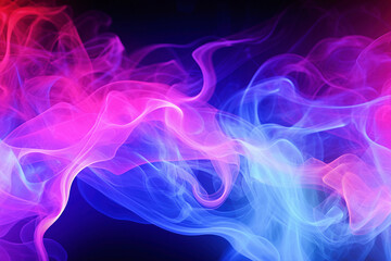 AI generative. Pink and blue neon smoke on black background