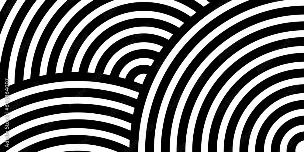Poster black and white round circles overlap background. abstract geometric shape backdrop. modern dark abs
