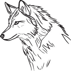 wolf head vector, black, symbol, drawing,  logo black and white