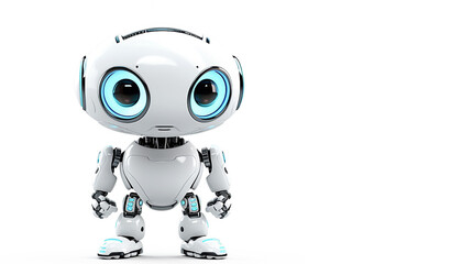 AI generative. Cute robot on white background