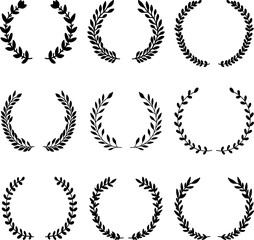 Set of floral wreath in vintage style. Design element for decorations. Vector illustration