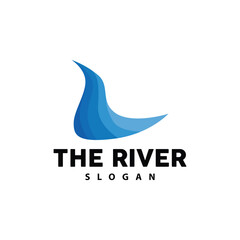 River Logo Design, River Creek Vector, Riverside Illustration With A Combination Of Mountains And Nature, Product Brand