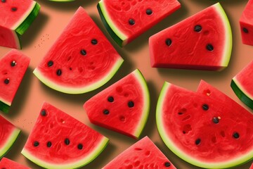 Watermelon Slices Seamless Texture Pattern Tiled Repeatable Tessellation Background Image
