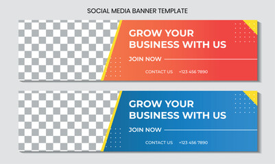 Elegant and clean grow your business promotion linkedin banner Template